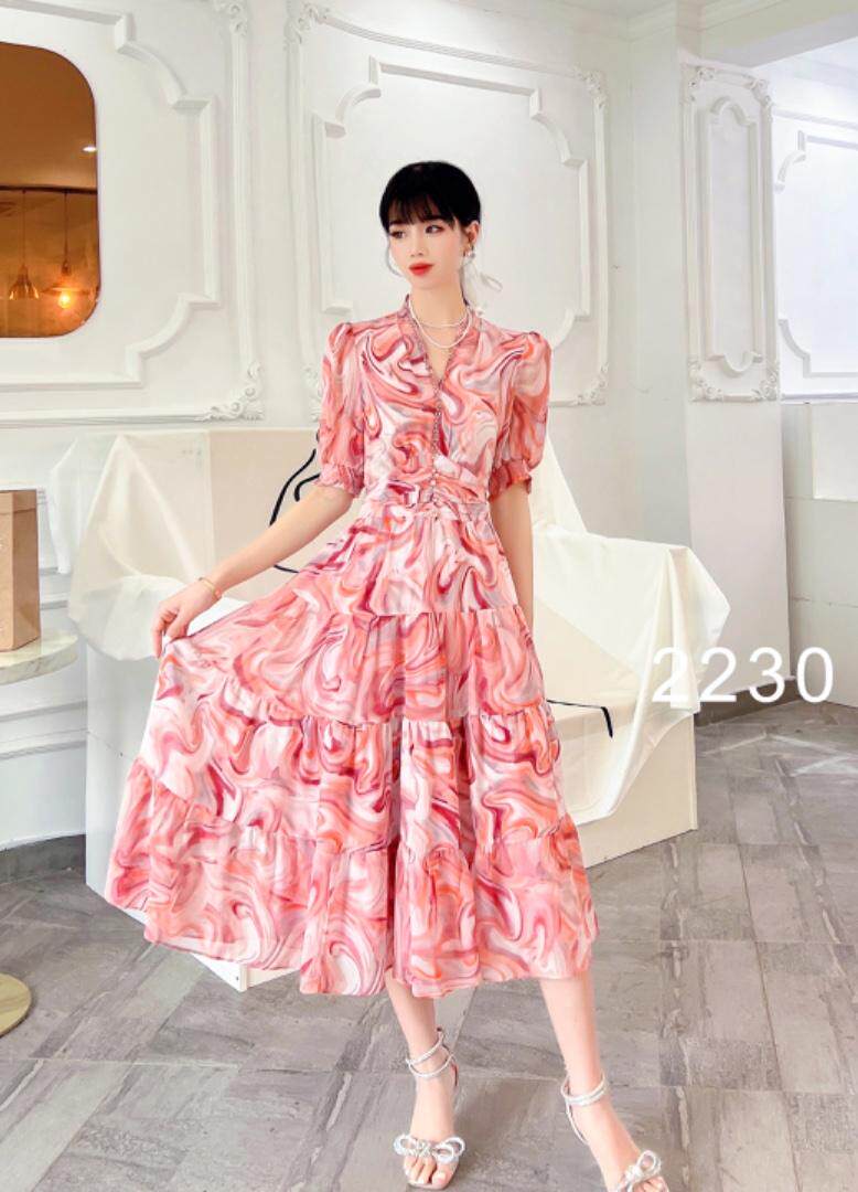 【现货】2022夏季新款韩版碎花雪纺连衣裙，女装连衣裙，珍·洛曼