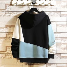 7XL-M挂拍2023春季新款连帽卫衣男加肥加大码撞色长袖上衣控价88，男装卫衣，钱塘717(原712)