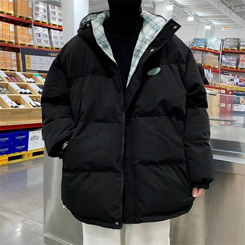 新款棉衣男冬季棉袄外套两面穿连帽格子棉衣MY06P90,男装棉衣,星座1116-2