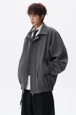 春秋季美式复古哈灵顿行政夹克衫大码翻领廓形西装外套LJ901特P80，男装夹克，电商B215