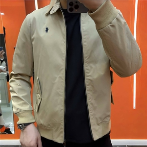 藏青色短款哈灵顿夹克外套男秋春季翻领棒球服轻熟风成熟稳重男装图片