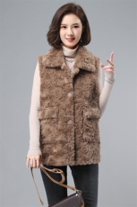 冬装2021新款气质Polo领休闲韩版时尚皮毛一体马甲潮，女装大码女装，奕阳依阁