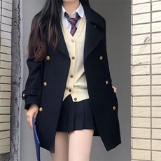 2025秋冬美式毛呢大衣外套女百搭日系学院风西装双排扣呢子大衣，男装西服套装，星座1210-1