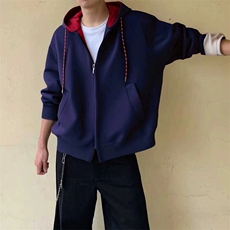 抖音得物二开美式高街重磅结构双层撞色连帽卫衣开衫外套W116，女装短外套，电商A486-1