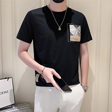 夏季2025新款短袖T恤男潮牌印花半袖男装上衣A313-5806-P48，男装T恤，电商A313