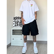 港风大码宽松休闲裤短裤工装裤五分裤A014-DY2373-P45控58，男装牛仔裤，电商A014