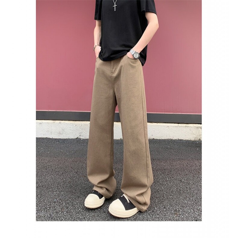 春秋美式高级感通勤垂坠男女复古宽松阔腿牛仔裤长裤男NZC002,男装牛仔裤,星座516A
