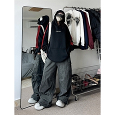 抖音得物供货提供视频秋冬重磅美式宽松织带连帽卫衣2309，男装卫衣，电商A486