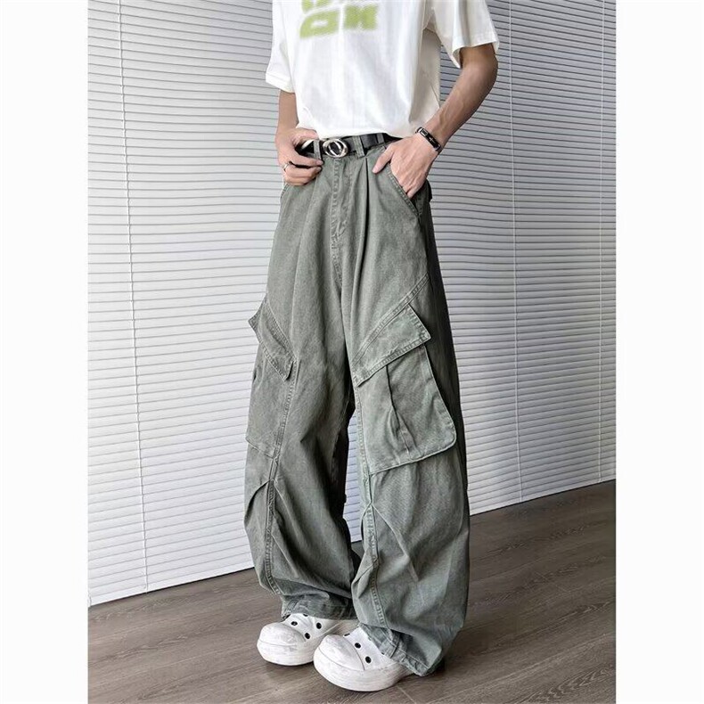2025新款水洗解构设计感多口袋工装裤休闲阔腿拖地现货K8549-P60，男装工装外套，星座512-3
