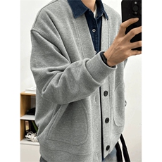 网图有货华夫格针织外套男慵懒风宽松V领开衫卫衣女A896-P38，女装短外套，星座1505
