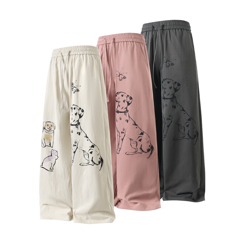 抖音品质夏季新款可爱小狗印花宽松休闲裤B315-K25528 -特p30控58图片