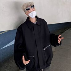 2327-P65飞行员夹克外套男垫肩秋季2025新款潮牌翻领工装行政，男装夹克，电商B323A