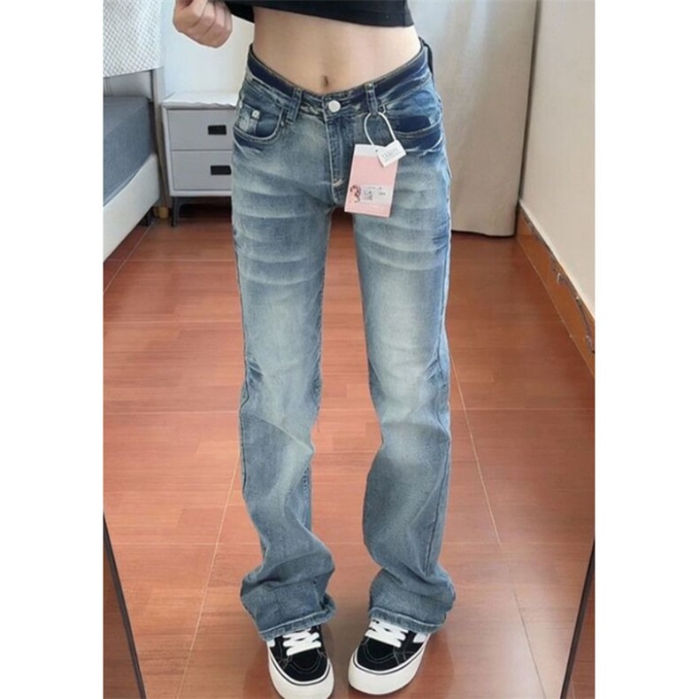 小众甜酷嘻哈微弹牛仔裤女春秋季显瘦显高直筒牛仔裤NA9116,男装牛仔裤,星座1116A（原606A-3）