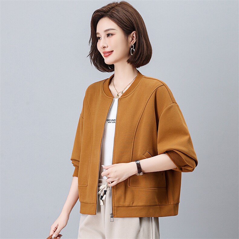 短款外套女2024年新款秋季棒球服妈妈装洋气夹克春秋休闲早秋上衣,女装短外套,独衣靓