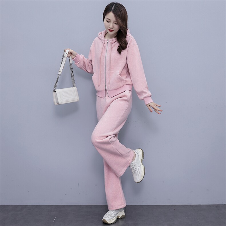 2024秋冬新款加绒加厚拉链开衫套装，女装运动套装，凯瑟曼