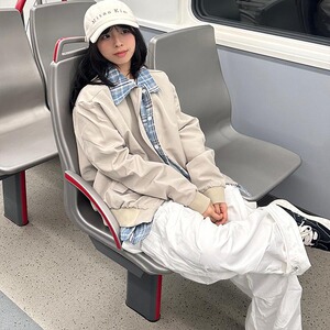 格子双面穿拼接夹克男ins潮牌宽松休闲飞行员工装外套LY66333-P74图片