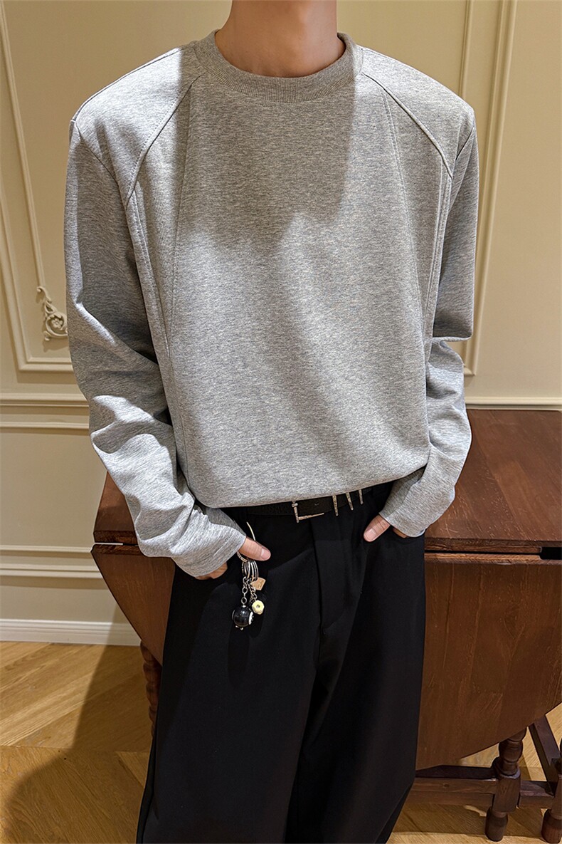 2026秋季新款5Q3053-TP15不螺纹拼接圆领宽松长袖T恤男女美式,男装T恤,电商A102