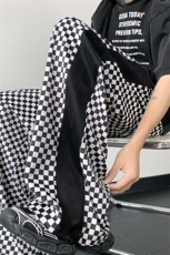 棋盘格子阔腿裤男夏撞色宽松休闲直筒拖地长裤子XZ514-2-1552-P48，男装休闲裤，星座514-2(原B239)