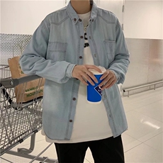 长袖衬衫男港风日系外套牛仔衬衫C605P42，男装衬衫，星座1116-2