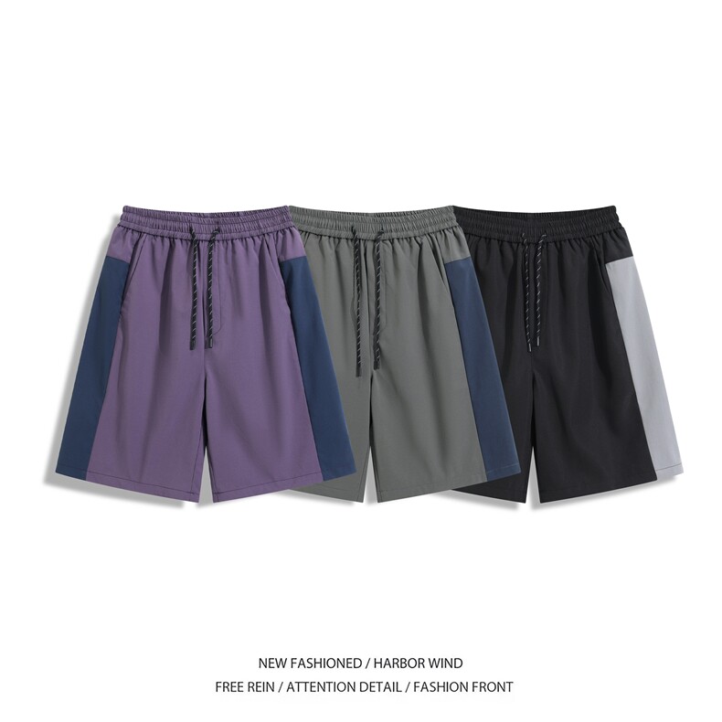 抖音品质夏季新款速干拼接撞色宽松短裤B315-K25504-特p25控48,男装休闲裤,电商B315