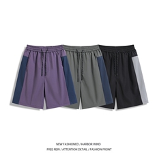 抖音品质夏季新款速干拼接撞色宽松短裤B315-K25504-特p25控48，男装休闲裤，电商B315
