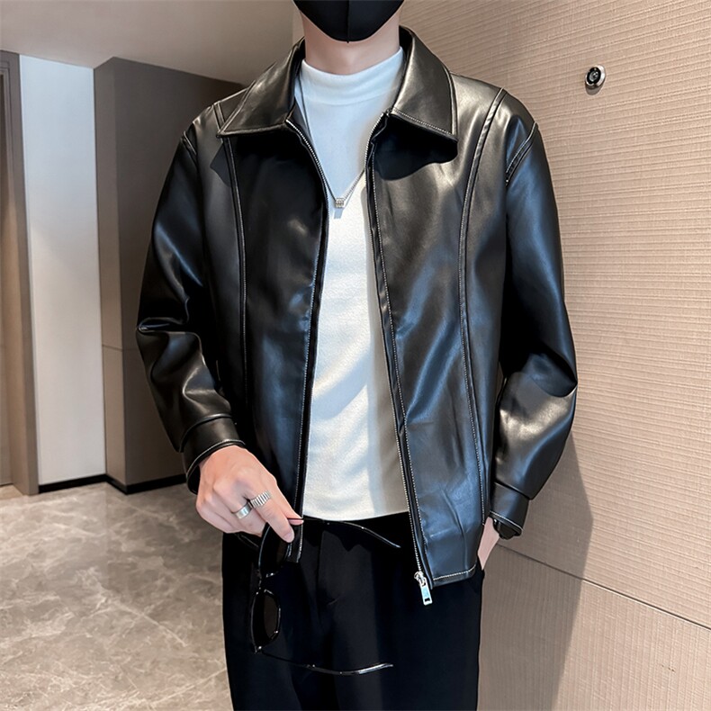 社会小伙男士秋冬皮衣2025秋季长袖夹克店主风 JK8007-P130图片