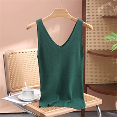 25年夏白色冰丝针织西服内搭修身显瘦短款吊带背心女打底薄款小衫，女装背心吊带，暖姿羊绒