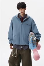 8XL-M美式复古撞色连帽水洗夹克男高级感做旧情侣外套JK1327P88，男装夹克，电商D206-1