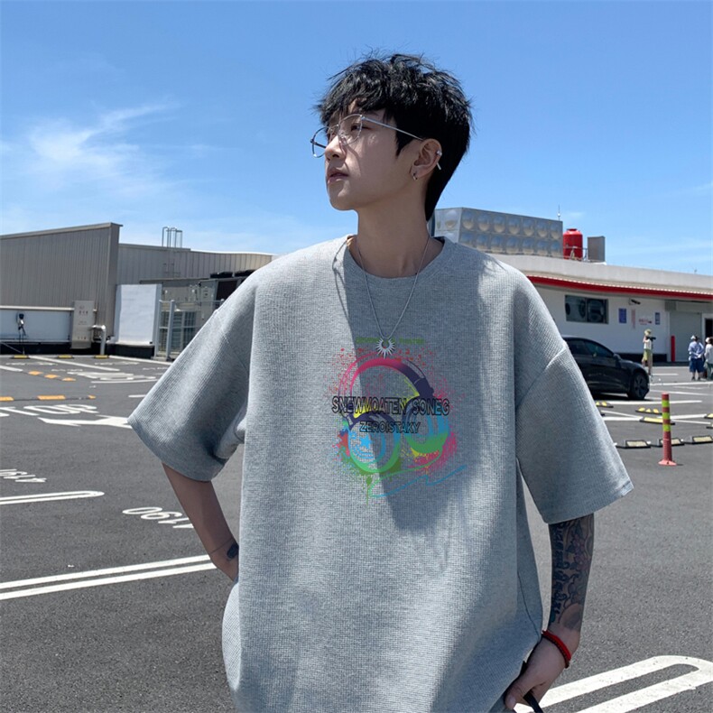 量大优！供视频！港风华夫格短袖T恤半袖男HT243-特P18,男装T恤,电商B367