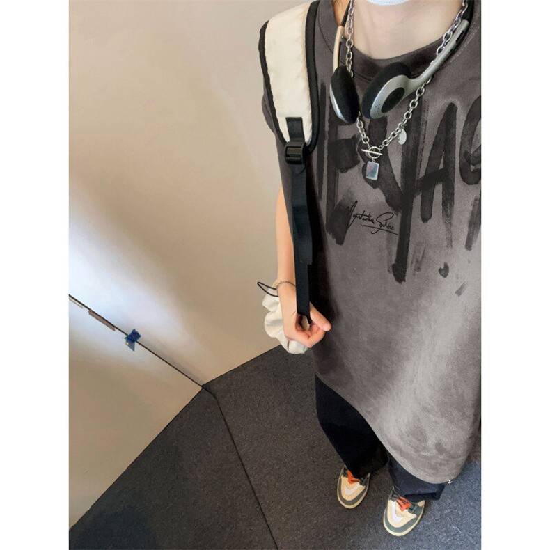 抖音品质夏季新款美式高街麂皮绒宽松背心bxjp303-特批19控38,男装T恤,电商B315