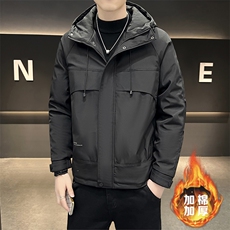 秋冬加棉加厚大码外套男士帅气连帽夹克潮流时尚男棉衣ZY803-P80，男装棉衣，星座310B-3