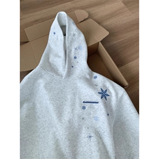 1506/QW100/P48潮雪花刺绣连帽卫衣重磅硬挺美式高街潮牌外套，女装短外套，星座1506