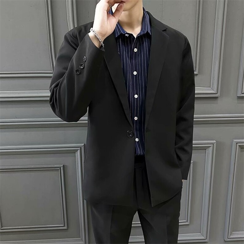 休闲西服外套男春秋韩版修身礼服商务黑色小西服Y73无装饰,男装西服,星座1116A-2（原606A-1）