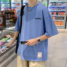 夏款青少年简约印花半袖港风绣标圆领短袖T恤男女1566-P38控价58，男装T恤，电商A441-1
