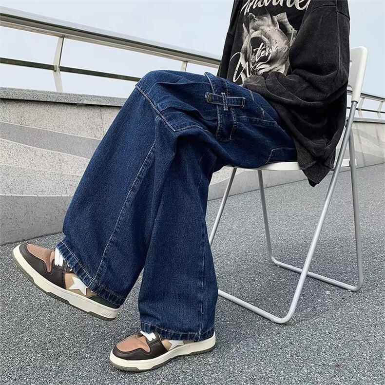 牛仔裤男秋季潮大码休闲裤子高街NK906P50图片