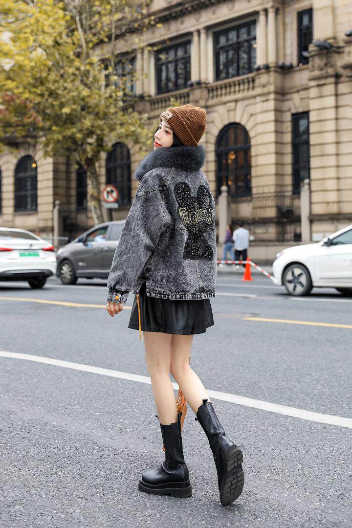 狐狸毛领牛仔外套！MLXL！现货！！，其它，欧雅斯丹·尔