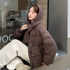 美拉德保暖咖色羽绒服外套女冬季2025新款90绒白鸭绒面包服高级感，女装羽绒服，2C116