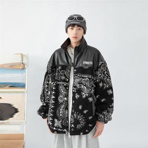 日系白墙 2024冬新款羊羔毛拼接加厚立领棉衣棉服 YG02-P120控150图片