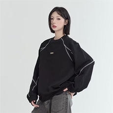W9521-P60网图现货新款美式高街明线重磅垫肩卫衣运动休闲上衣，男装卫衣，星座1608-2