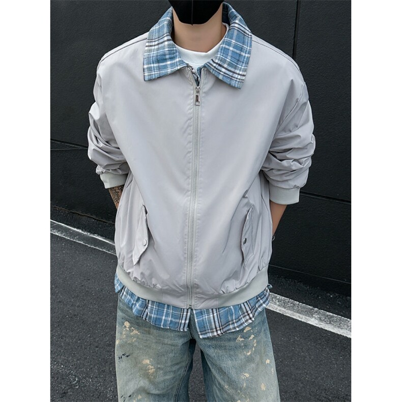 老钱风假两件外套男2025春秋新款拼接撞色宽松cleanfit飞行服夹克,男装夹克,星座410-6（原星座1304-1）