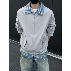 老钱风假两件外套男2025春秋新款拼接撞色宽松cleanfit飞行服夹克，男装夹克，星座410-6（原星座1304-1）