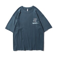 21夏款情侣风240克双纱棉高品质宽松大码圆领卡通印花T恤T59-P40，男装T恤，星座914-3