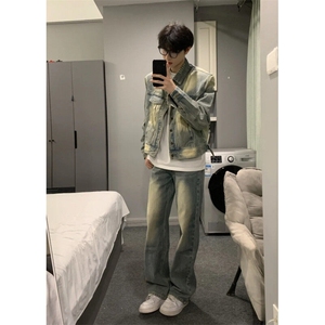 706-1-NZ1552-P85  现货  高质量  春季黄泥色牛仔外套情侣夹克男图片