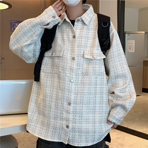 高街小香风男士提花格子夹克秋季新款刺绣潮牌潮流休闲高级感外套图片