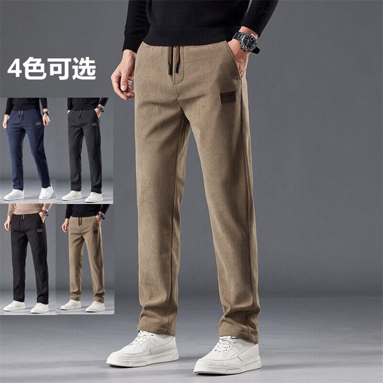 男士休闲裤春秋季新款舒适弹力男裤高级感灯芯绒直筒长裤子男外贸图片