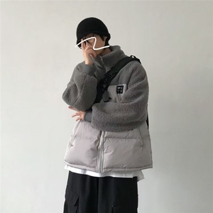 网络图现货 潮ins复古拼接棉衣男保暖羊羔绒港风面包服 JG34-P50图片