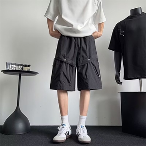 机能大口袋工装伞兵短裤男生宽松夏季薄款阔腿透气凉感休闲五分裤,男装牛仔裤,星座506A