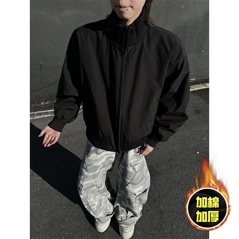 现货冬季美拉德立领飞行夹克廓形高街棒球服加棉加厚棉衣外套，男装夹克，电商A486-1