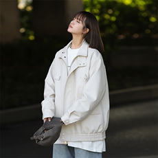 春季数据款机车PU皮夹克翻领宽松男女同款外套6622-P78，男装夹克，星座914-3