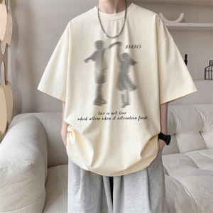 潮模糊影子重磅纯棉短袖oversize休闲趣味情侣T恤百搭GA5562 P30图片